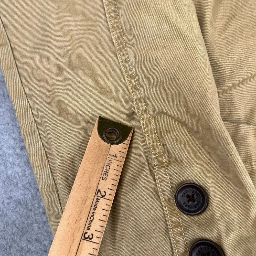 Gap Kids 3 Button Coat Youth XL Beige Canvas Pockets Casual Classic